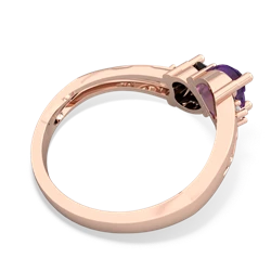 Amethyst Snuggling Hearts 14K Rose Gold ring R2178