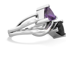 Amethyst Split Band Swirl 14K White Gold ring R2341