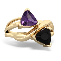 Amethyst Split Band Swirl 14K Yellow Gold ring R2341