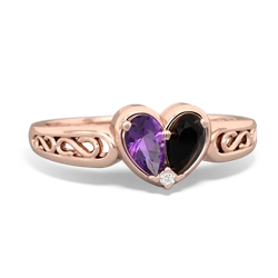 Amethyst Filligree 'One Heart' 14K Rose Gold ring R5070