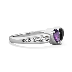 Amethyst Filligree 'One Heart' 14K White Gold ring R5070