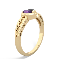 Amethyst Filligree 'One Heart' 14K Yellow Gold ring R5070