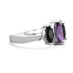 Amethyst Three Peeks 14K White Gold ring R2433