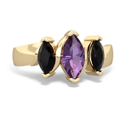 Amethyst Three Peeks 14K Yellow Gold ring R2433