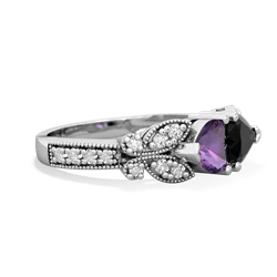 Amethyst Diamond Butterflies 14K White Gold ring R5601