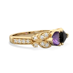 Amethyst Diamond Butterflies 14K Yellow Gold ring R5601