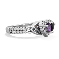 Amethyst Celtic Knot Two Hearts As One 14K White Gold ring R2644HRT