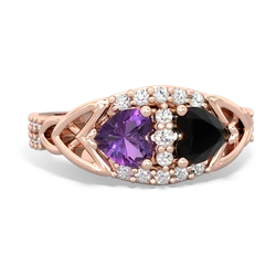 Amethyst Sparkling Celtic Knot 14K Rose Gold ring R2645