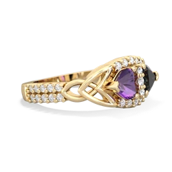 Amethyst Sparkling Celtic Knot 14K Yellow Gold ring R2645