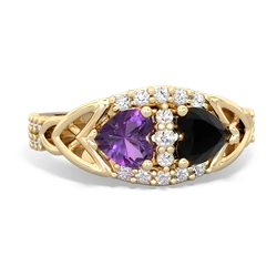 Amethyst Sparkling Celtic Knot 14K Yellow Gold ring R2645