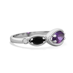 Amethyst Milgrain Marquise 14K White Gold ring R5700