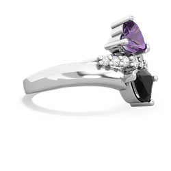Amethyst Heart To Heart 14K White Gold ring R2064