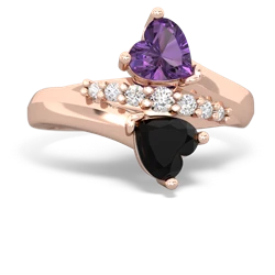 Amethyst Heart To Heart 14K Rose Gold ring R2064