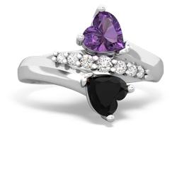 Amethyst Heart To Heart 14K White Gold ring R2064