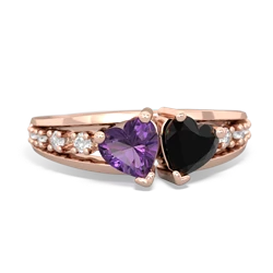 Amethyst Heart To Heart 14K Rose Gold ring R3342