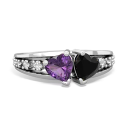 Amethyst Heart To Heart 14K White Gold ring R3342