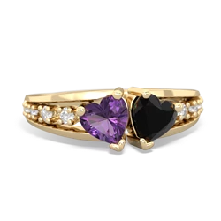 Amethyst Heart To Heart 14K Yellow Gold ring R3342