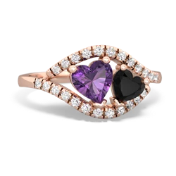 Amethyst Mother And Child 14K Rose Gold ring R3010