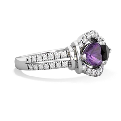 Amethyst Art-Deco Keepsake 14K White Gold ring R5630