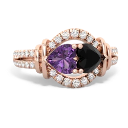 Amethyst Art-Deco Keepsake 14K Rose Gold ring R5630