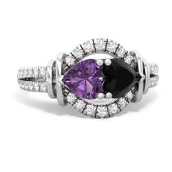 Amethyst Art-Deco Keepsake 14K White Gold ring R5630