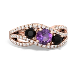 Amethyst Three Stone Aurora 14K Rose Gold ring R3080