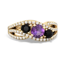 Amethyst Three Stone Aurora 14K Yellow Gold ring R3080