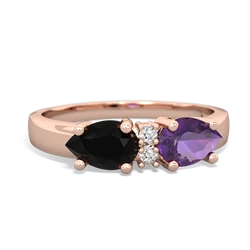 Amethyst Pear Bowtie 14K Rose Gold ring R0865