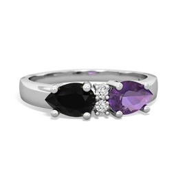 Amethyst Pear Bowtie 14K White Gold ring R0865