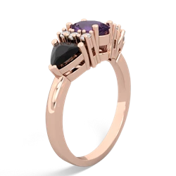 Amethyst Antique Style Three Stone 14K Rose Gold ring R2186