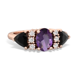 Amethyst Antique Style Three Stone 14K Rose Gold ring R2186