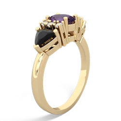 Amethyst Antique Style Three Stone 14K Yellow Gold ring R2186