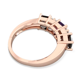 Amethyst Three Stone Diamond Cluster 14K Rose Gold ring R2592