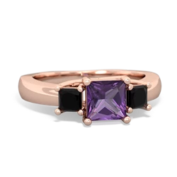 Amethyst Three Stone Trellis 14K Rose Gold ring R4015