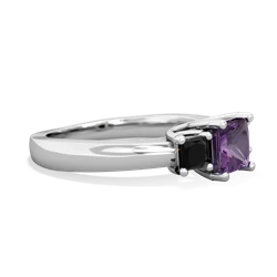 Amethyst Three Stone Trellis 14K White Gold ring R4015