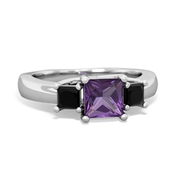 Amethyst Three Stone Trellis 14K White Gold ring R4015