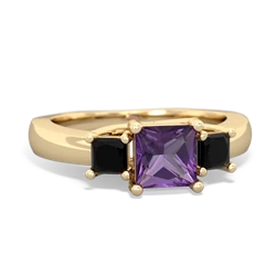 Amethyst Three Stone Trellis 14K Yellow Gold ring R4015