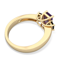 Amethyst Three Stone Emerald-Cut Trellis 14K Yellow Gold ring R4021