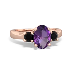 Amethyst Three Stone Oval Trellis 14K Rose Gold ring R4024