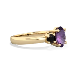 Amethyst Three Stone Oval Trellis 14K Yellow Gold ring R4024