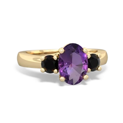 Amethyst Three Stone Oval Trellis 14K Yellow Gold ring R4024