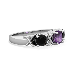 Amethyst Hugs And Kisses 14K White Gold ring R5016