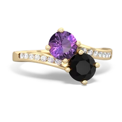 Amethyst Channel Set Two Stone 14K Yellow Gold ring R5303