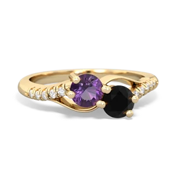 Amethyst Infinity Pave Two Stone 14K Yellow Gold ring R5285