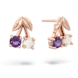 Amethyst Sweet Cherries 14K Rose Gold earrings E7001