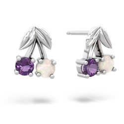 Amethyst Sweet Cherries 14K White Gold earrings E7001