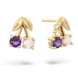 Amethyst Sweet Cherries 14K Yellow Gold earrings E7001