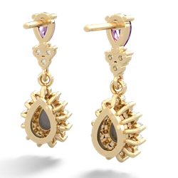 Amethyst Halo Pear Dangle 14K Yellow Gold earrings E1882