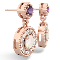 Amethyst Halo Dangle 14K Rose Gold earrings E5319