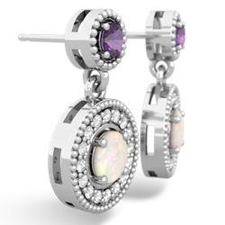 Amethyst Halo Dangle 14K White Gold earrings E5319